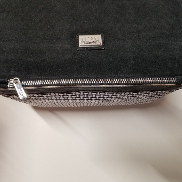 Stuart Weitzman Leather Clutch with Fold-Over Flap, Black/White - Picture 5 of 11